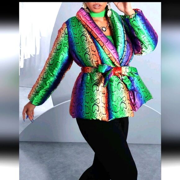 Multicolor Snake Print Women's Jacket - Picture 1 of 7